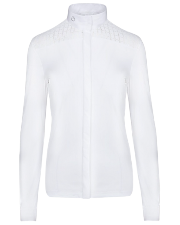 Crochet + Jersey competition L/S Shirt Cavalleria - Blanc CAD156 JE099 Cavalleria Toscana Cavaliers