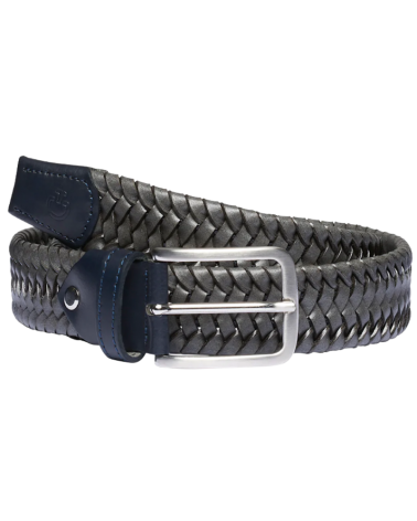 Ceinture Cavalleria - Elastic Leather Belt w/ Contrast Rayon Stripes - Gris/Marine CIN067 PE004 Cavalleria Toscana Ceintures